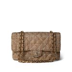 Bronze Gold Silver Tweed Quilted Beige Classic Flap Medium - Image 2