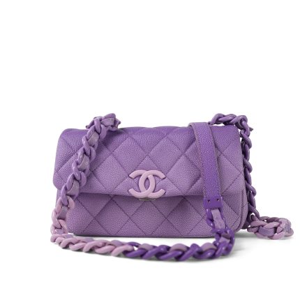24C Purple Ombré Caviar Quilted My Everything Flap Mini