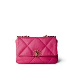 22P Pink Lambskin Quilted 19 Flap Small - Image 4