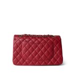 19B Red Caviar Quilted Medium Classic Flap Light Gold Hardware - Image 3