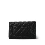 20K Black Caviar Quilted Wallet on Chain French New Wave Chain CC WOC Light Gold hardware - Image 7