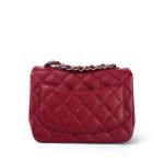 17B Red Caviar Quilted Mini Square Flap Silver Hardware - Image 5