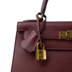 Kelly 28 Rouge H Epsom Sellier Gold Plated X Stamp - Image 2