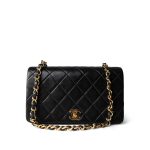 Black Lambskin Quilted CC Full Flap Bag Gold Hardware - Image 10