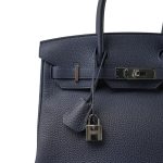 Birkin 30 Bleu Nuit Togo Palladium Plated Z Stamp - Image 11