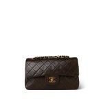 Brown Lambskin Quilted Classic Flap Small Gold Hardware