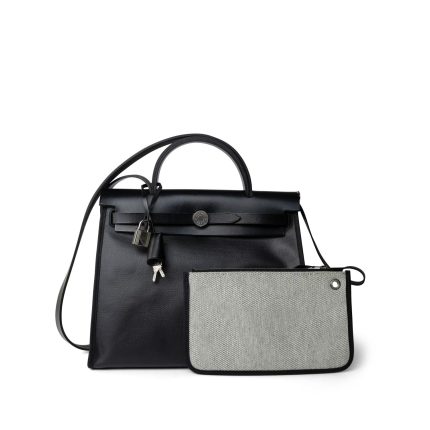 Herbag Zip PM 31 Black and Ecru Toile H Berline Vache Hunter Palladium Plated Z Stamp