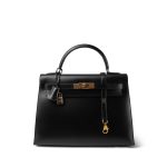 Kelly Sellier 32 Black Box Calfskin Gold Plated C Square Stamp
