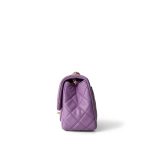 22S Purple Lambskin Quilted Pearl Crush Mini Square Aged Gold Hardware - Image 2