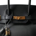 Birkin 35 Black Ardennes Gold Plated [F] Stamp - Image 3