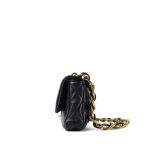 Black Lambskin Quilted Funky Town Flap Small Aged Gold Hardware - Image 3