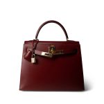 Vintage Kelly 28 Rouge H Box Calfskin Gold Plated (W) Stamp - Image 13