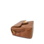 Brown/Caramel Lambskin Quilted Mini Square Flap Gold Hardware - Image 4