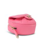 22S CC In Love Heart Zipped Pink Lambskin Quilted Belt Bag LGHW - Image 12