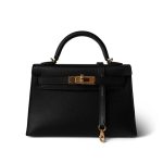 Mini Kelly Sellier Black Veau Epsom Gold Plated Hardware D Stamp