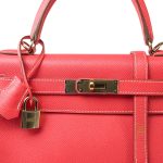 Kelly 28 Rose Jaipur Veau Epsom Leather Permabrass Hardware P Stamp - Image 4