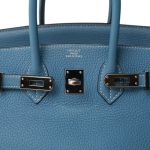 Birkin 25 Blue Jean Togo Palladium Plated [R] Stamp - Image 11