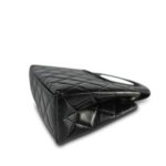 23K Black Shiny Aged Calfskin Quilted Nano Kelly Shopper Aged Gold Hardware - Image 12