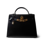 Kelly Sellier 28 Black Box Calfskin Gold Plated [A] Stamp - Image 9