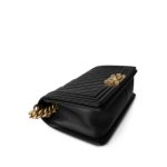 Black Calfskin Quilted Old Medium Boy Bag Aged Gold Hardware - Image 4