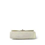 20B Iridescent White Calfskin Quilted Classic Flap Medium Light Gold Hardware - Image 9