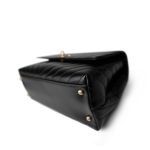 Black Chevron Calfskin Coco Handle Flap Medium (Old Small) Aged Gold Hardware - Image 8