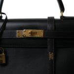 Kelly Sellier 28 Black Box Calfskin Gold Plated V Circle Stamp - Image 6