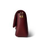 Burgundy Caviar Quilted Chain Medallion Flap Mini Antique Gold Hardware - Image 3