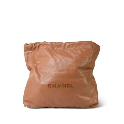Caramel Calfskin Quilted Medium 22 Hobo Bag Aged Gold Hardware