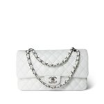 White Caviar Quilted Classic Flap Medium Silver Hardware - Image 14