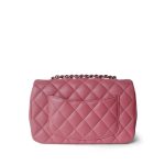 Pink/ Rose Nude Lambskin Quilted Mini Rectangular Flap Silver Hardware - Image 7