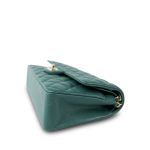 Dark Green Lambskin Quilted Classic Flap Medium Light Gold Hardware - Image 6