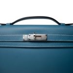 Kelly Cut Clutch Swift Blue Jean Palladium Plated [M] Stamp - Image 6