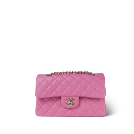 21P Pink Caviar Quilted Classic Flap Small Light Gold Hardware