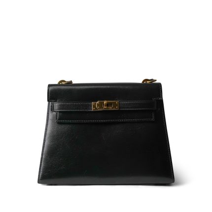 Mini Kelly Sellier Black Box Calfskin Gold Plated (Q) Stamp