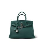 Birkin 30 Malachite Togo Palladium Plated D Stamp - Image 4