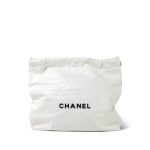 White Calfskin Quilted 22 Hobo Bag Medium Black/Aged Gold Hardware