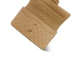 Beige Clair Lambskin Quilted Classic Flap Medium Gold Hardware - Image 12