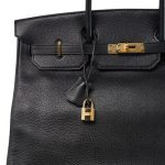 Birkin 40 Noir Clemence Gold Plated [B] Stamp - Image 3