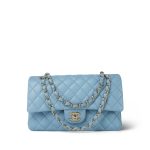 Light Blue Caviar Quilted Classic Flap Medium Light Gold Hardware - Image 11