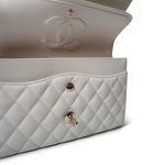 Ivory Caviar Quilted Classic Flap Medium Light Gold Hardware - Image 10