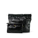 22S Black Calfskin Quilted 22 Hobo Bag Small Aged Gold Hardware - Image 6