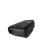 Black Calfskin Chevron Quilted Statement Flap Bag Medium LGHW - Image 10