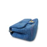 22P Denim Quilted Single Flap Small Aged Gold Hardware - Image 9