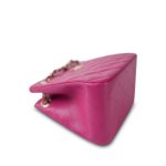 Fuchsia Caviar Quilted Mini Bucket Bag Light Gold Hardware - Image 9