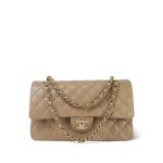 22A Dark Beige Quilted Caviar Classic Flap Medium LGHW - Image 7