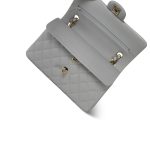 21A Grey Caviar Quilted Classic Flap Small Light Gold Hardware - Image 12