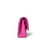 21S Neon Pink Lambskin Quilted Classic Flap Medium Silver Hardware - Image 4