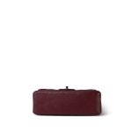 Burgundy Lambskin Quilted Mini Rectangular Flap Silver Hardware - Image 7