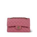22A Pink Caviar Quilted Classic Flap Small Light Gold Hardware